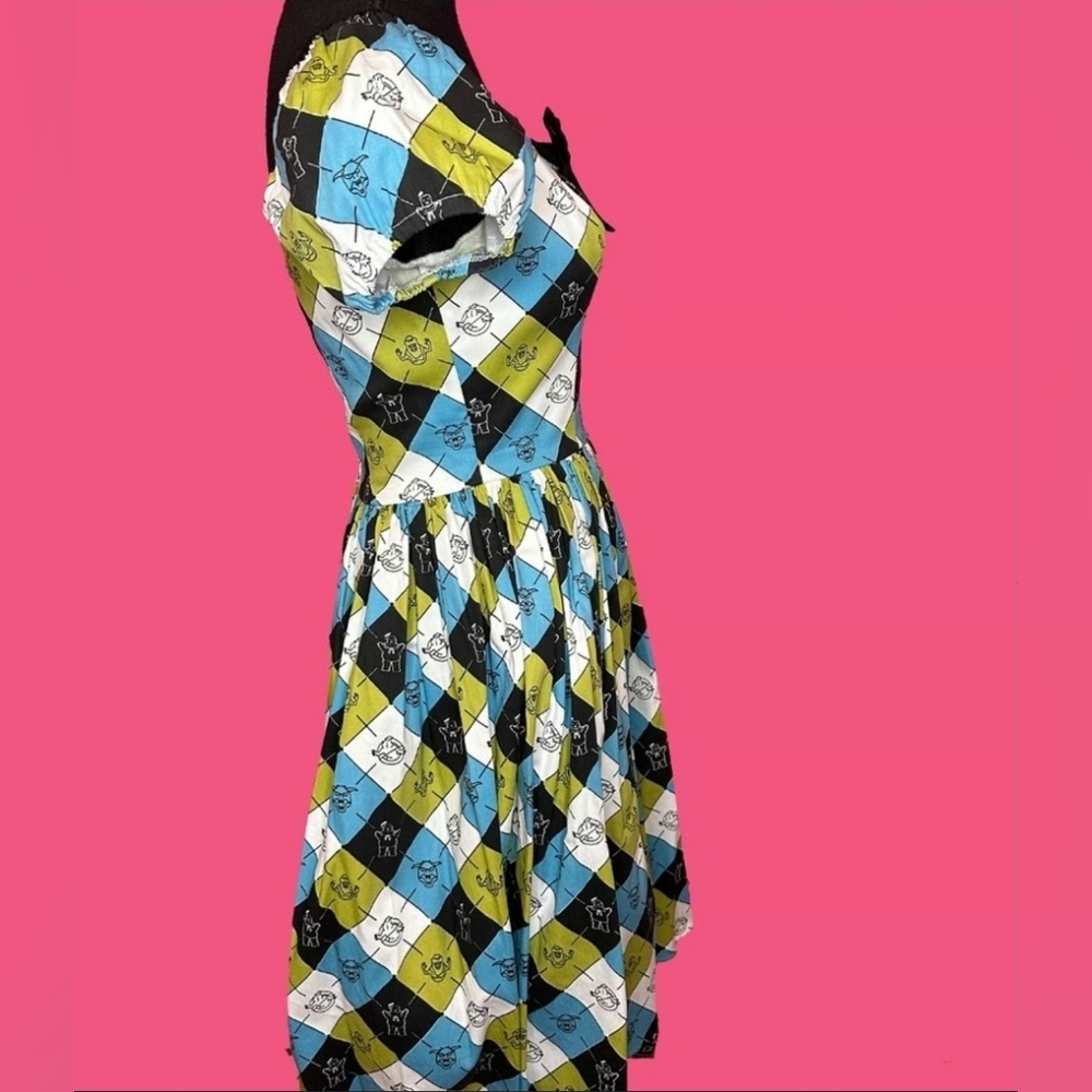 💙🤍NWT Vixen By Micheline Pitt Ghostbusters Swing Dress Pinup Dress 💚🖤 - Picture 3 of 10